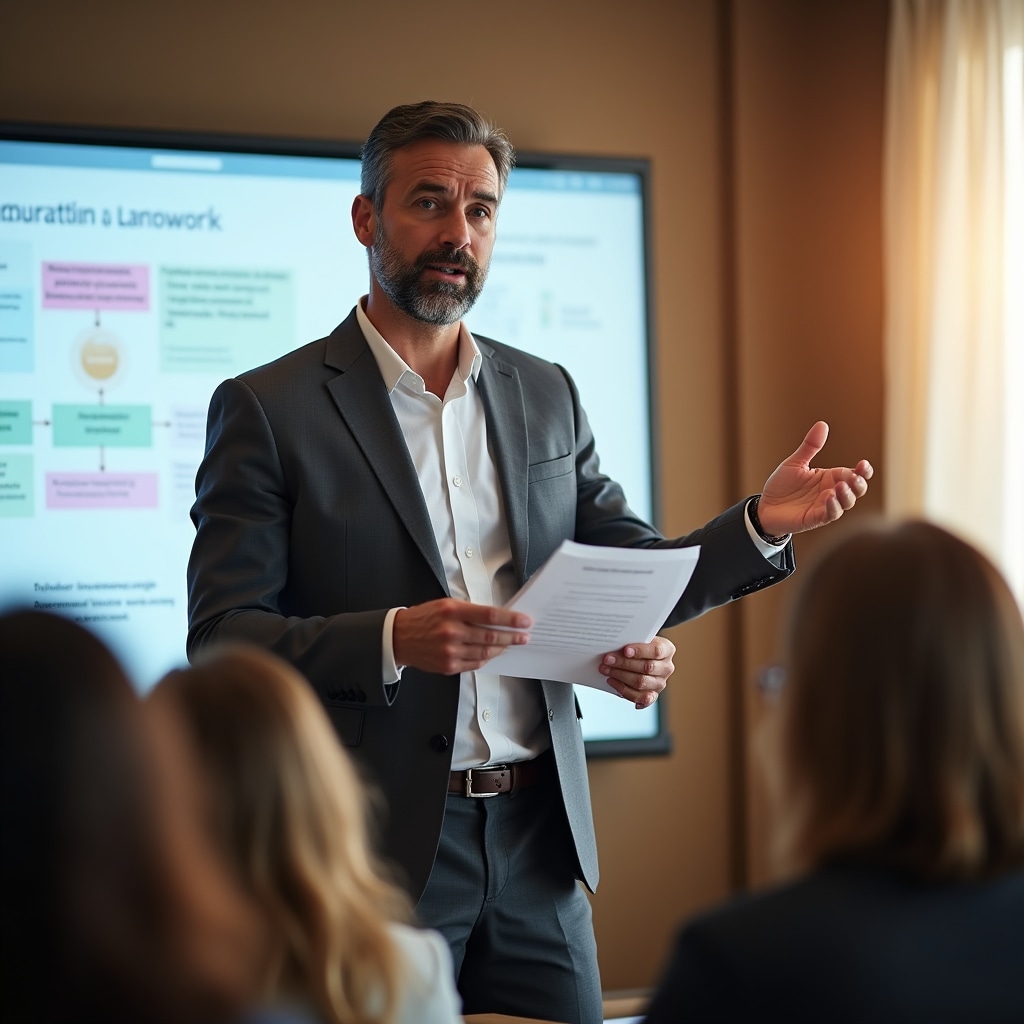 Formatore che presenta un modulo del corso acquisti